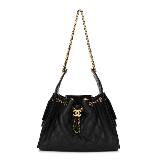 Caviar Quilted Small Chanel 25 Handbag Black