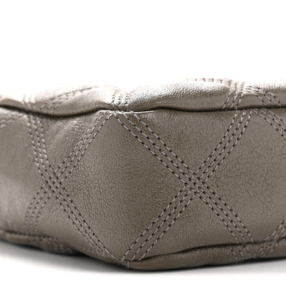 Grained Lambskin Quilted Mini Becky Double Zip Bag Taupe