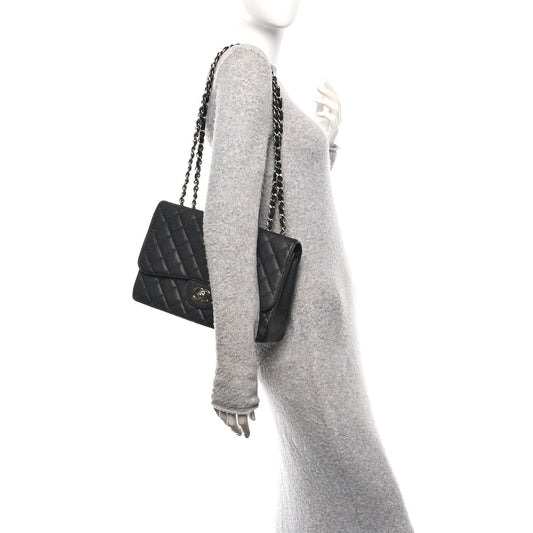 Caviar Quilted Jumbo Single Flap Black