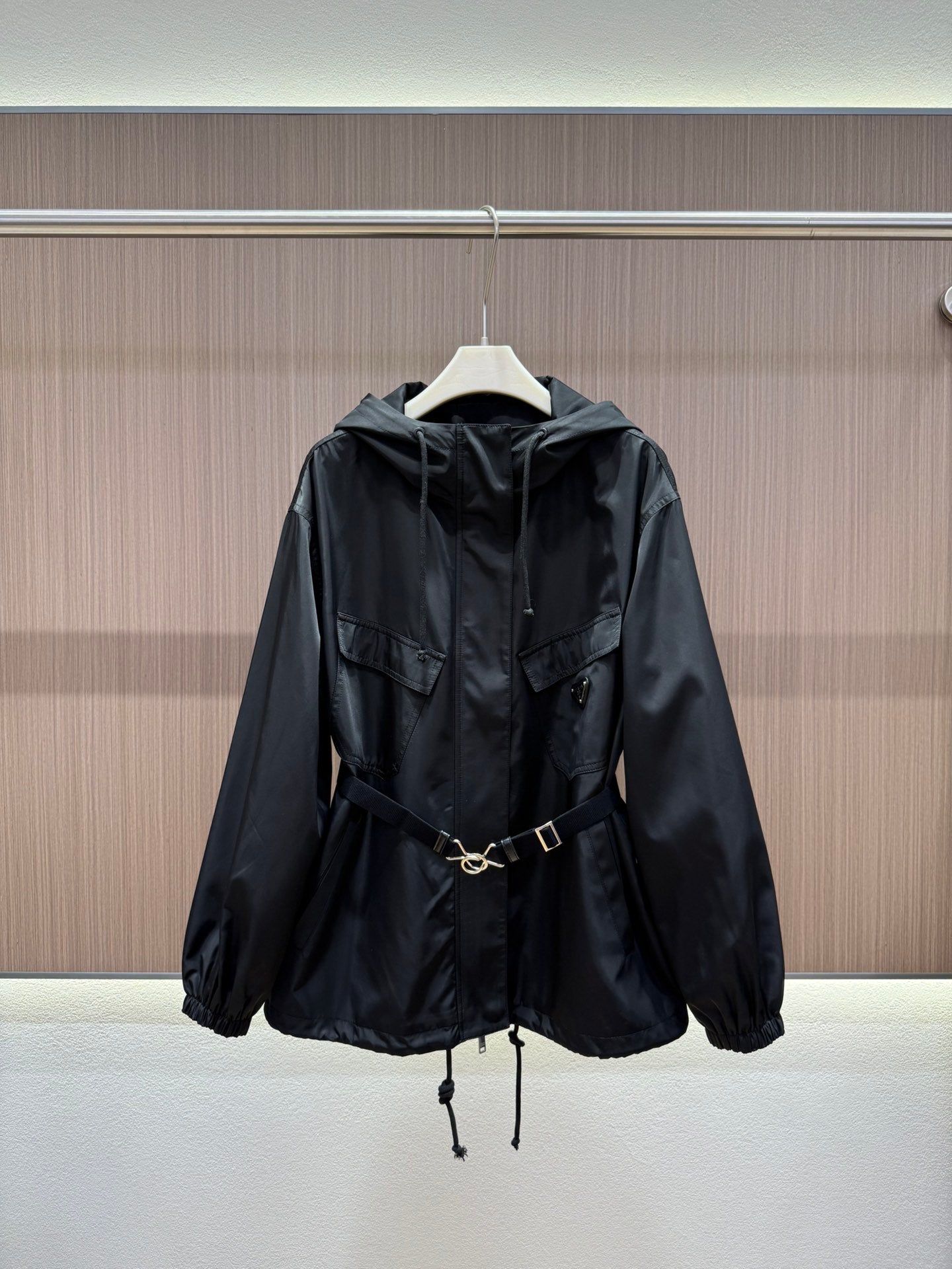 Prada 25 Elastic Waist Jacket Black and White Polyester