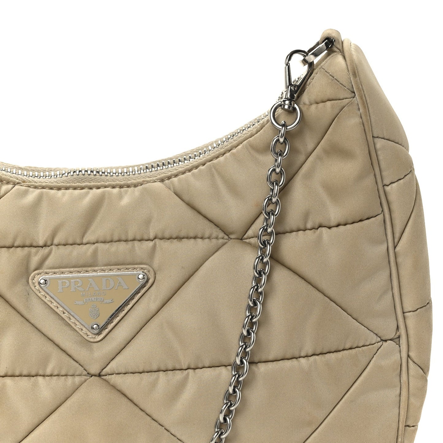 Re-Nylon Triangle Quilted Padded Patchwork System Shoulder Bag Deserto