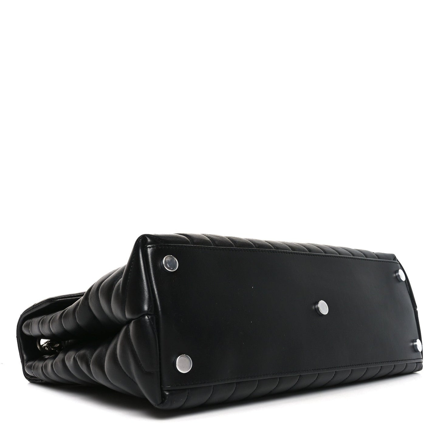 Calfskin Y Quilted Monogram Large Loulou Chain Satchel Black
