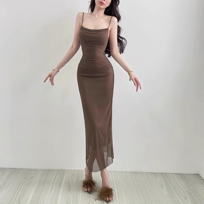 New Fashion Starry Sky Blue Spaghetti Strap Dress Elegant Banquet Dress TP2881