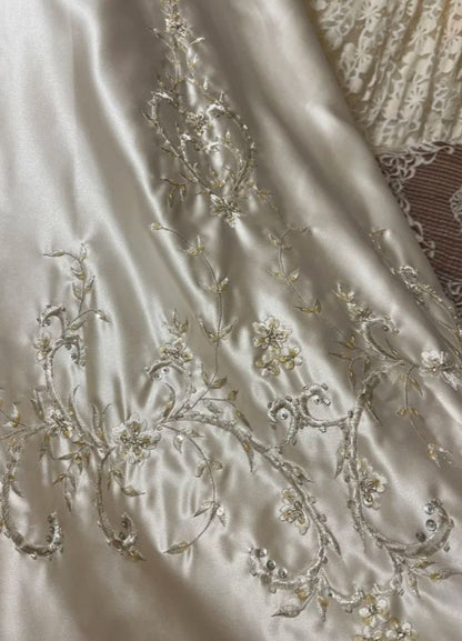 Glamorous Ivory Satin Strapless Sheath Wedding Dress Sheath Bridal Gown TP5257
