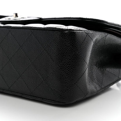 Caviar Quilted Jumbo Double Flap Black