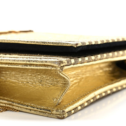 Metallic Goatskin Lambskin Classic Monogram Kate Tassel Chain Wallet Gold