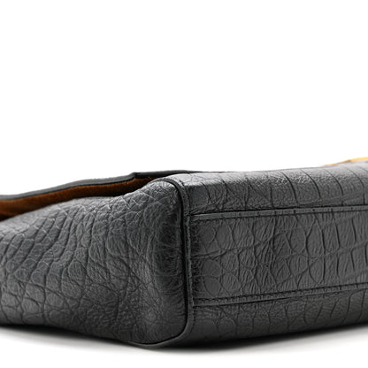 Calfskin Crocodile Embossed Suede Medium Reversible Monogram Kate Satchel Military Taupe