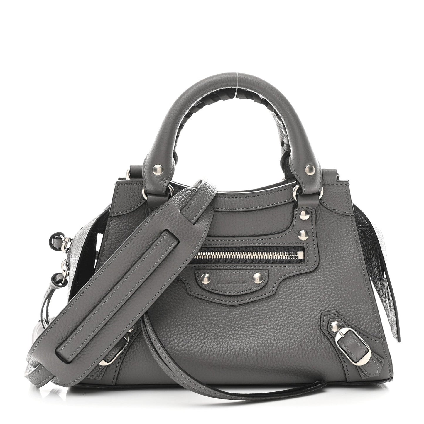 Grained Calfskin Neo Classic Silver Hardware Mini City Dark Grey