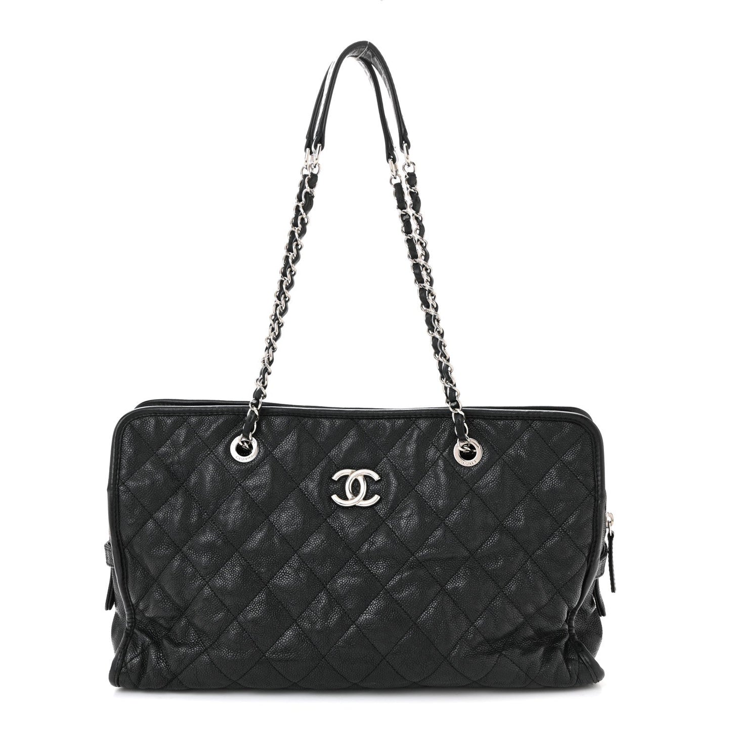 Caviar Quilted French Riviera Tote Black