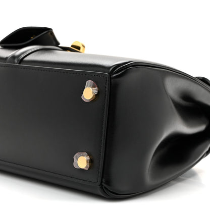 Satinated Calfskin Small 16 Top Handle Bag Black