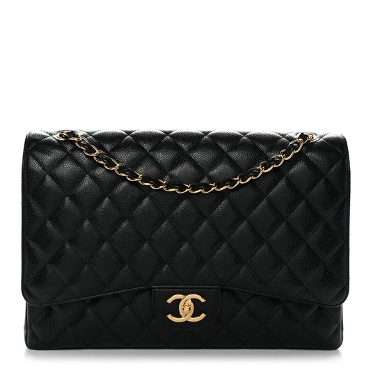 Caviar Quilted Maxi Double Flap Black
