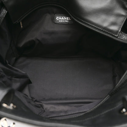 Coated Canvas Quilted Large Paris Biarritz Tote Black