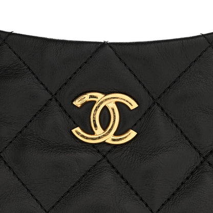 Lambskin Quilted CC Links Hobo Black