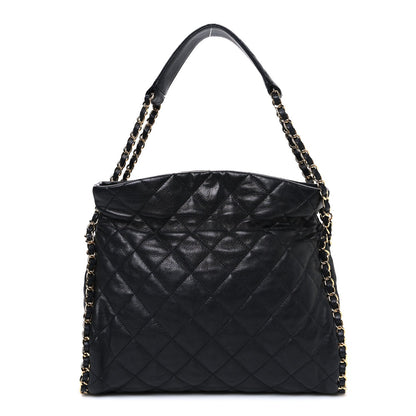 Calfskin Quilted Medium Chain Me Hobo Black