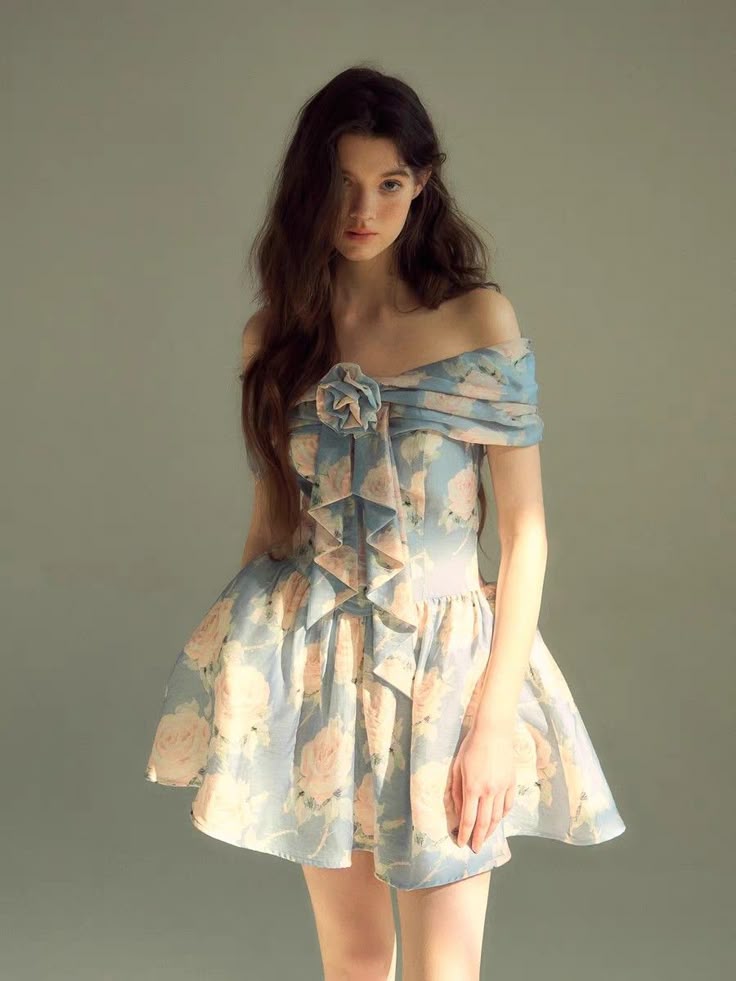Retro gray blue one shoulder waist sexy mini skirt homecoming dress R3128