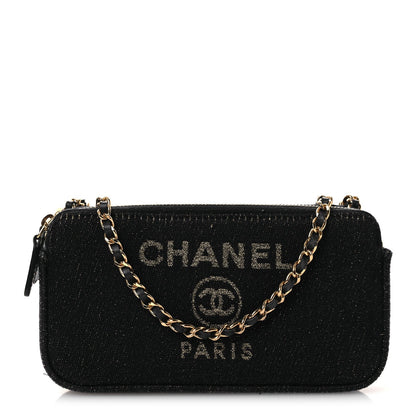 Canvas Small Deauville Clutch With Chain Navy