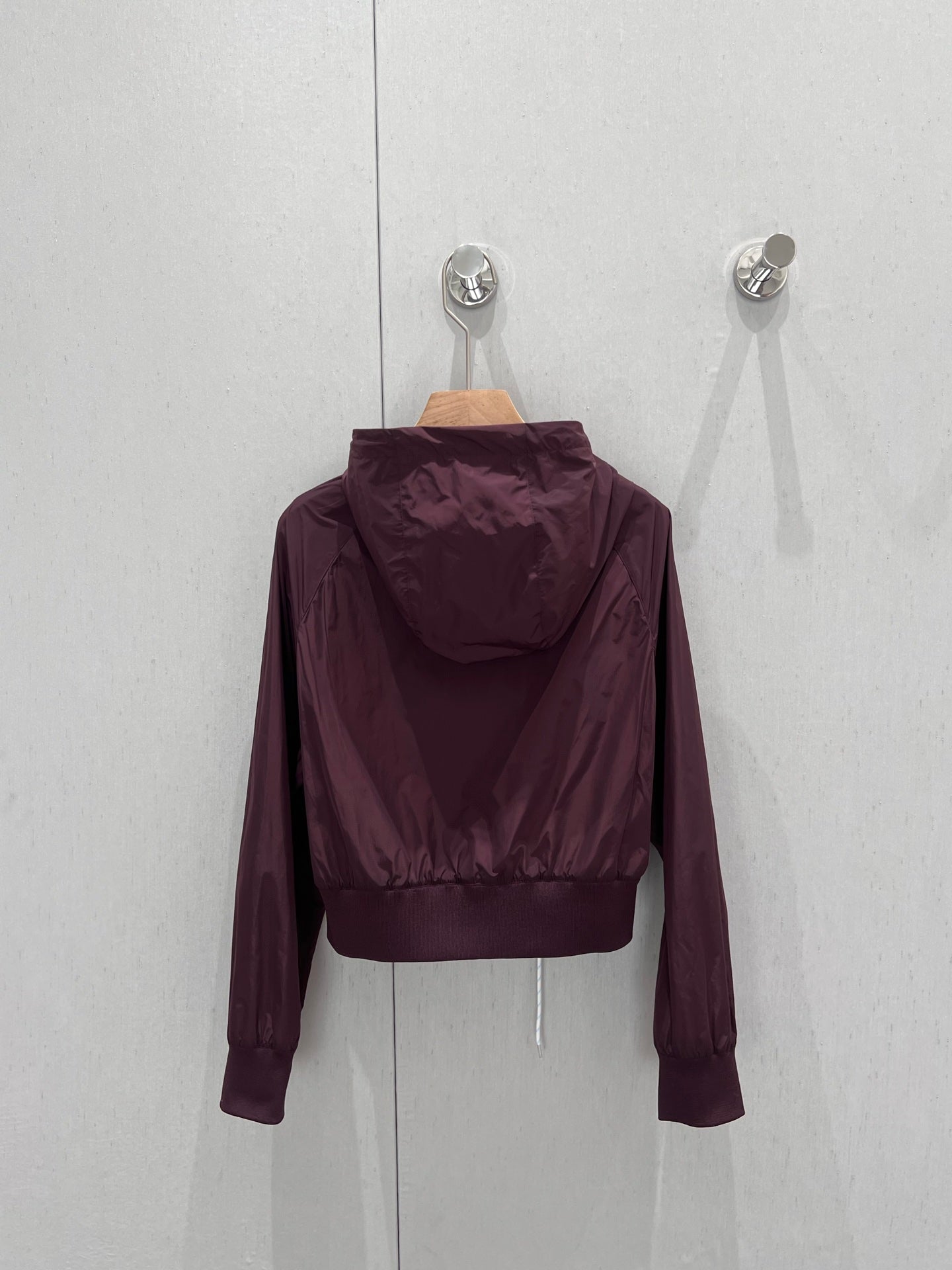 Prada 25 Short Hooded Jacket Red Burgundy Poliamide 211160