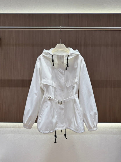 Prada 25 Elastic Waist Jacket Black and White Polyester