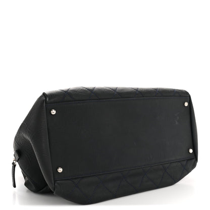 Crinkled Calfskin Grand Timeless Shopping Tote GTT Dark Blue