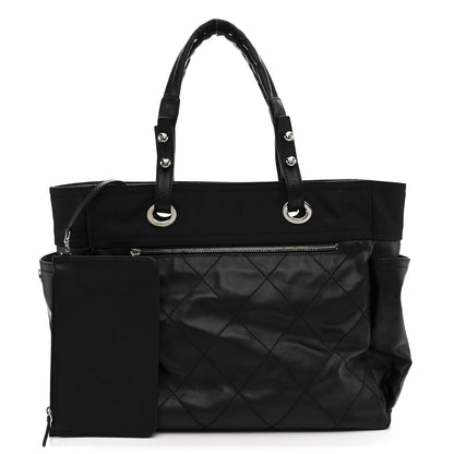 Coated Canvas Quilted Large Paris Biarritz Tote Black