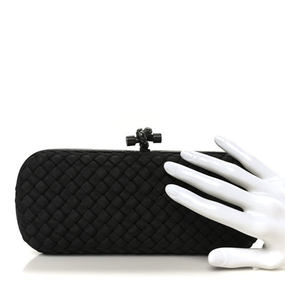 Satin Ayers Intreccio Impero Stretch Knot Clutch Black