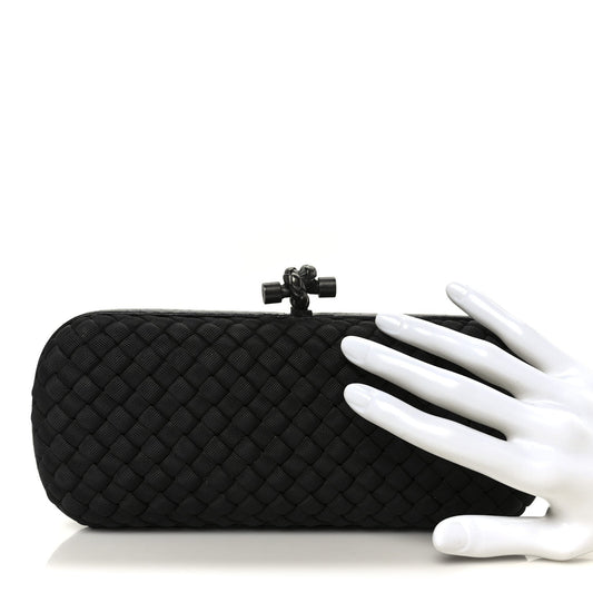 Satin Ayers Intreccio Impero Stretch Knot Clutch Black