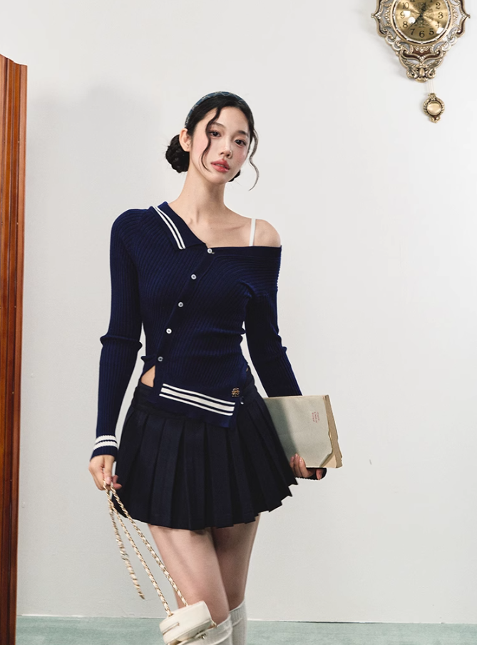 Elegant retro versatile patchwork short skirt autumn mid-waist casual skirt R3333