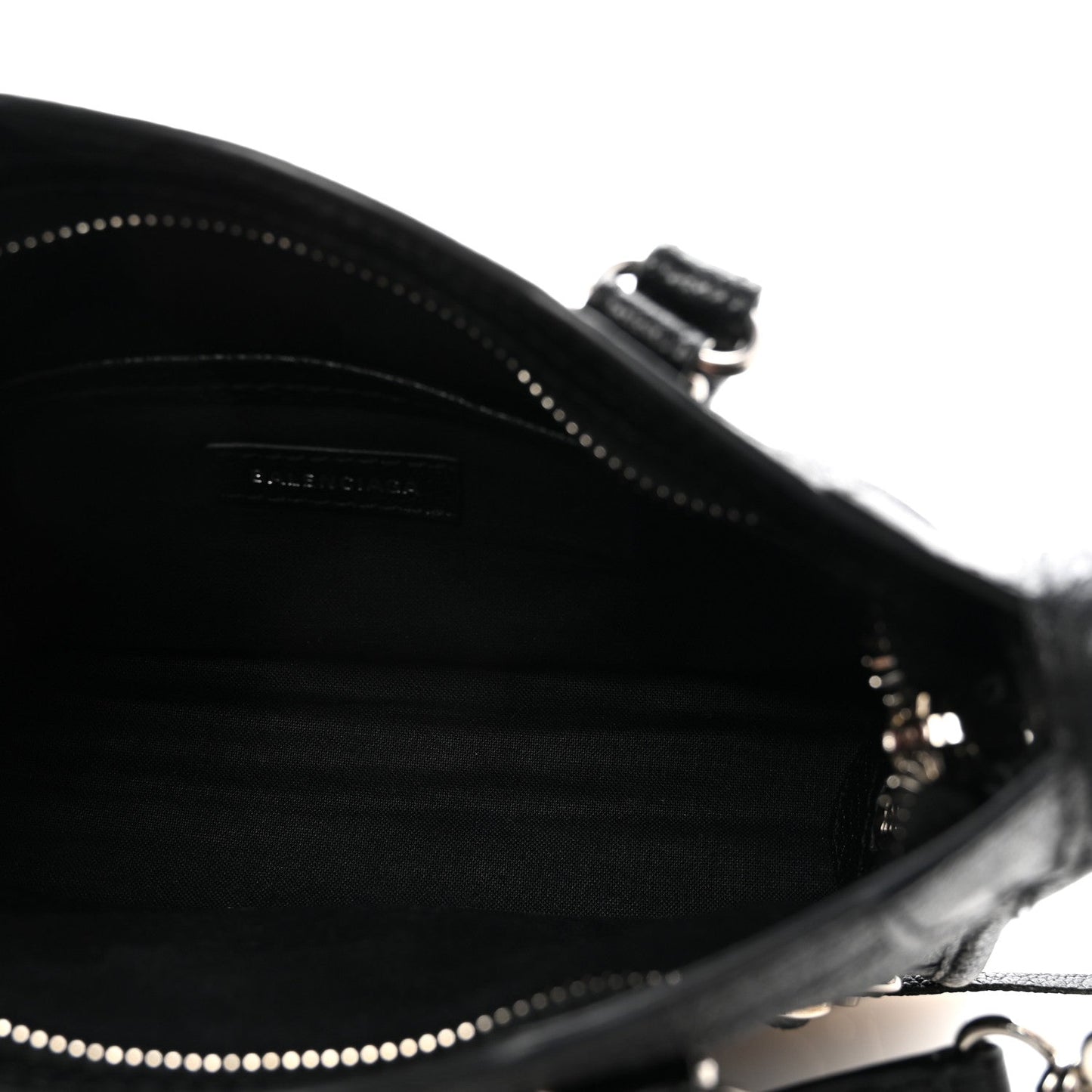 Chevre Silver Metallic Edge Hardware Nano City Black