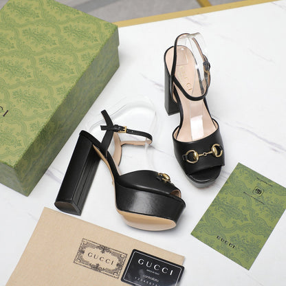 GG Sandales Cuir Noir Black