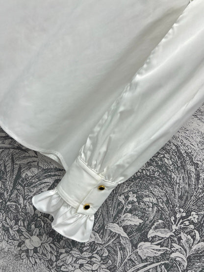 CC 25 Lace Pleated Shirt White Cotton