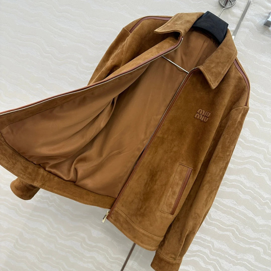 MIUMIU CLASSIC BROWN SUEDE JACKET 276214