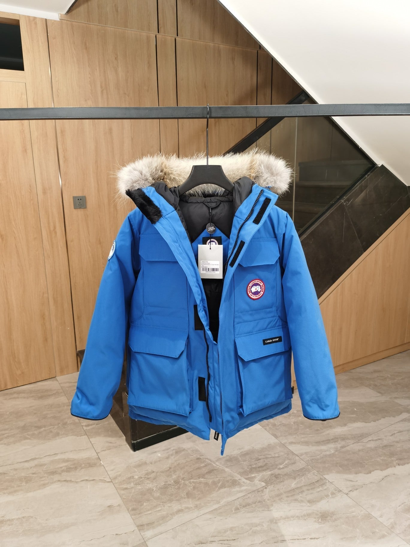 Canada Goose Children Parka Jacket Blue Fox Fur Polyester Cotton