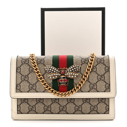 GG Supreme Monogram Web Queen Margaret Chain Wallet White