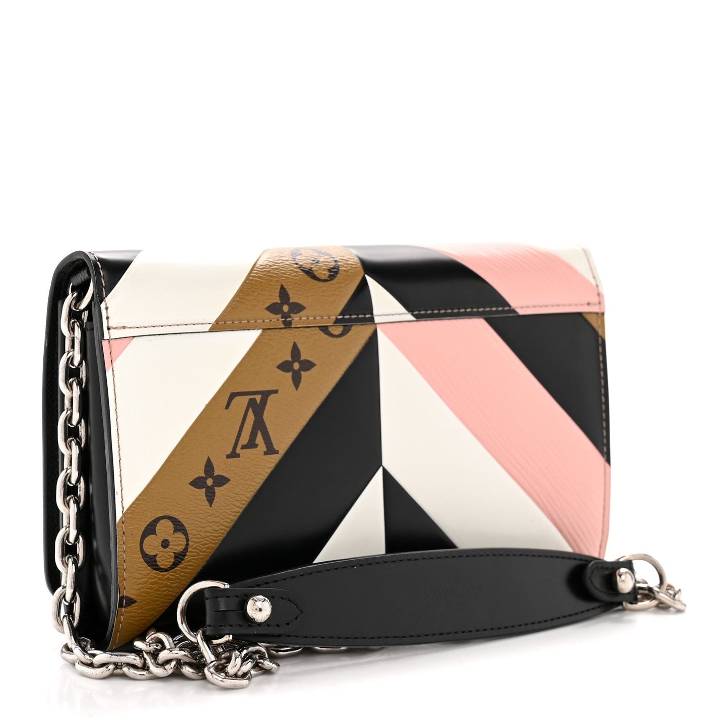 Epi Reverse Monogram Twist Chain Wallet Rose Ballerine