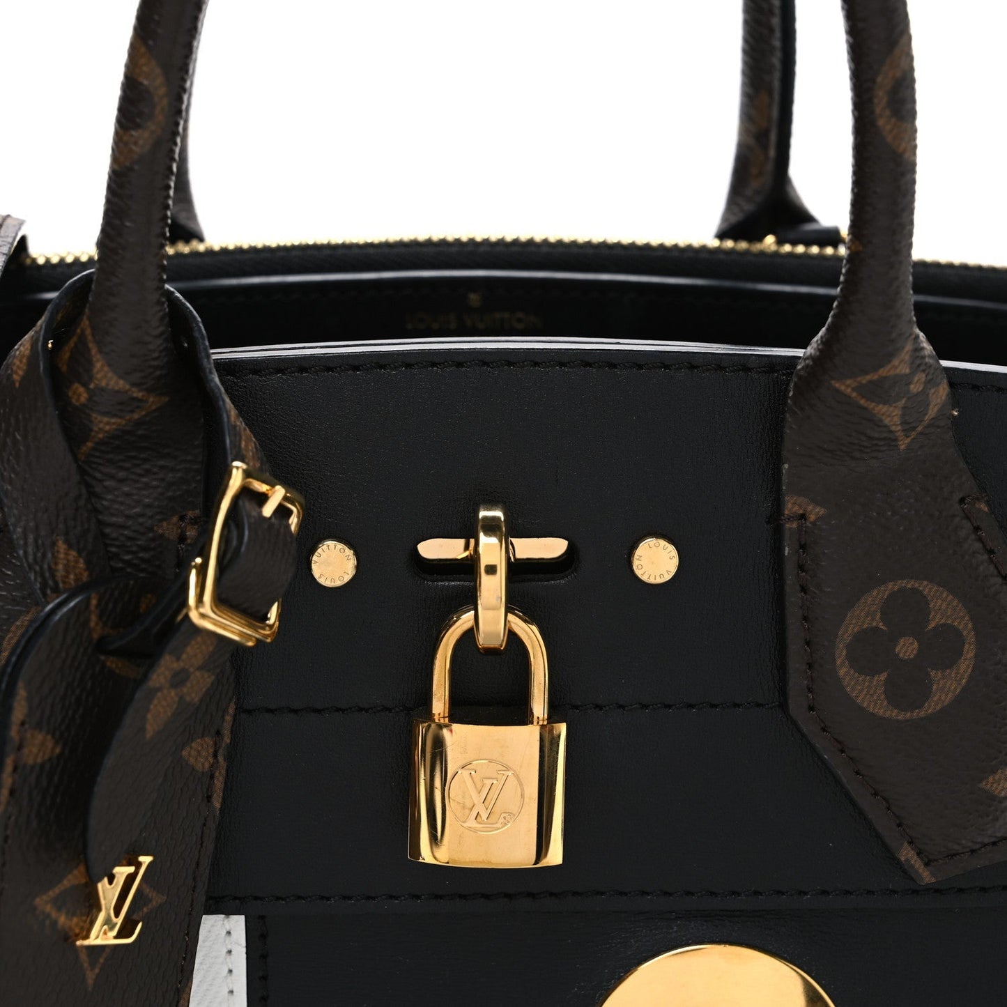 Calfskin Monogram Studded City Steamer PM Black White