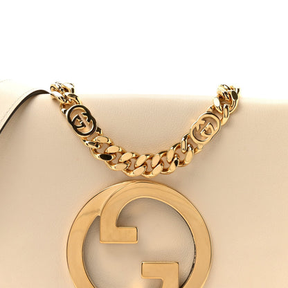 Roxy Calfskin Blondie Chain Shoulder Flap Bag Mystic White