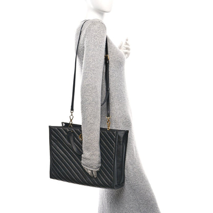Azalea Calfskin Matelasse Diagonal GG Marmont Tote Bag Black
