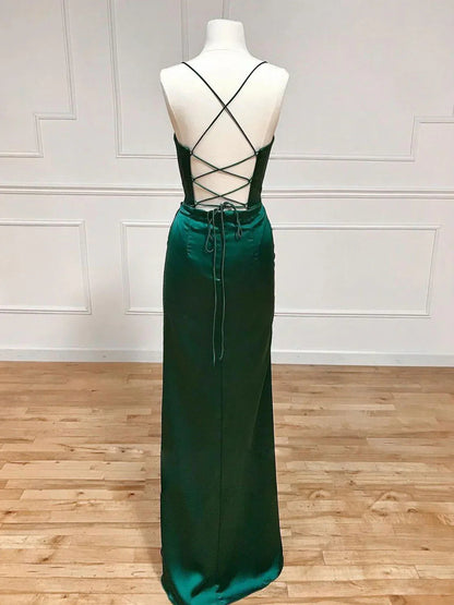 Classy Split Prom Dresses Floor Length Formal Evening Dress