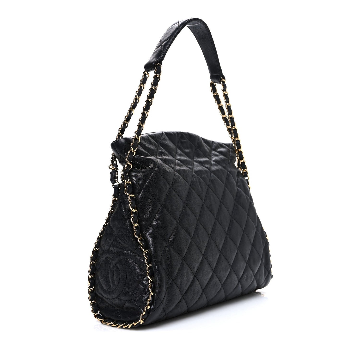 Calfskin Quilted Medium Chain Me Hobo Black
