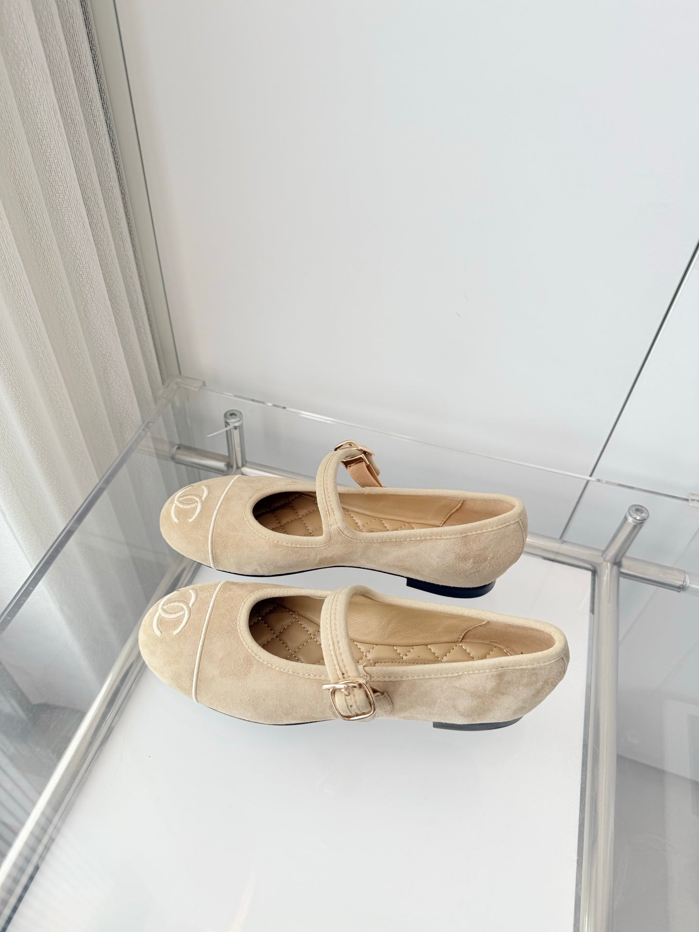 Chanel 26 Mary Jane Shoe Beige in Suede 597379