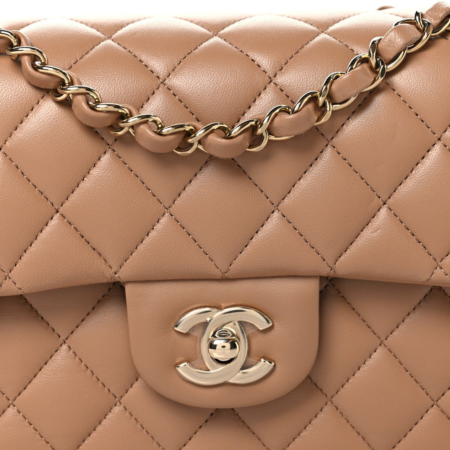Lambskin Quilted Small Double Flap Brown