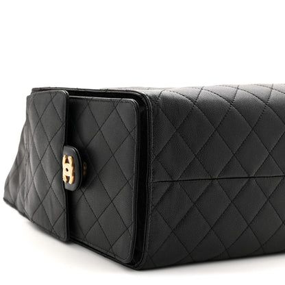 Caviar Quilted Medium Chanel 25 Handbag Black