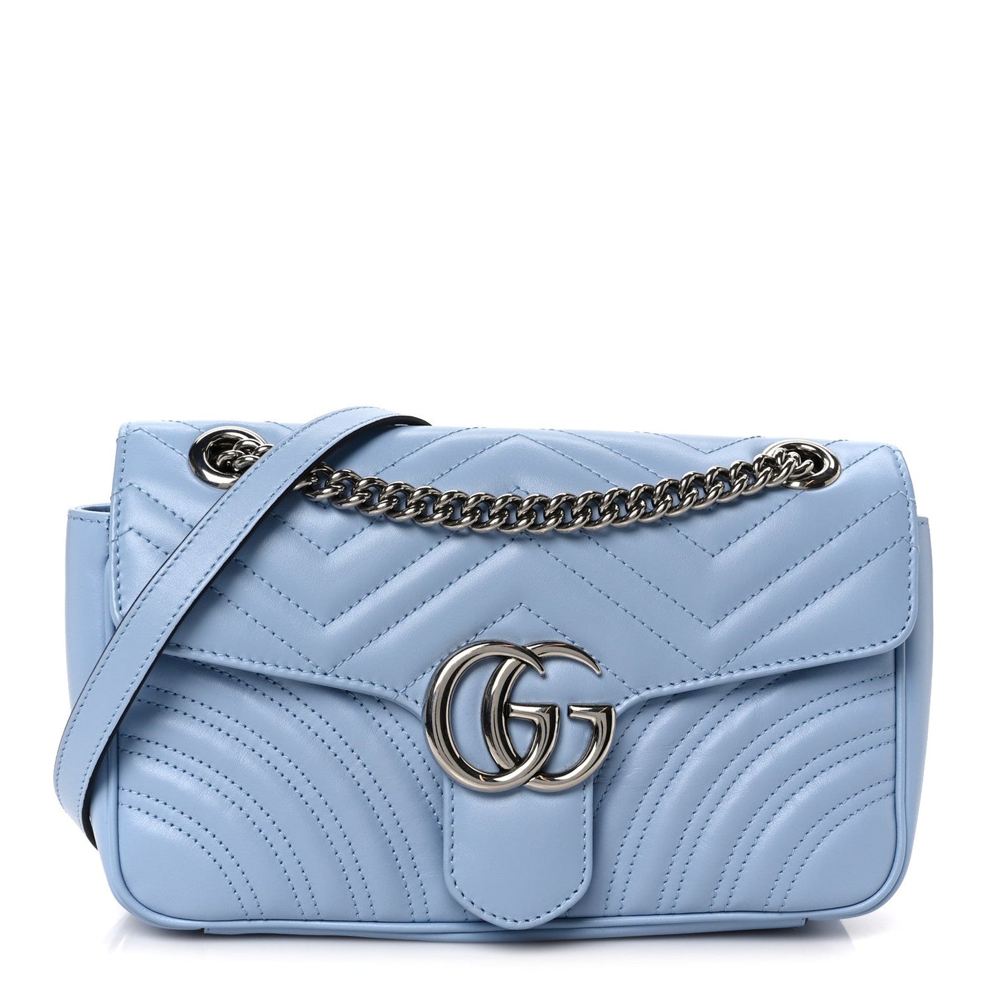 Calfskin Matelasse Small GG Marmont Shoulder Bag Porcelain Light Blue