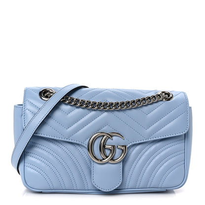 Calfskin Matelasse Small GG Marmont Shoulder Bag Porcelain Light Blue