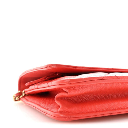 Caviar Quilted Wallet On Chain WOC Red