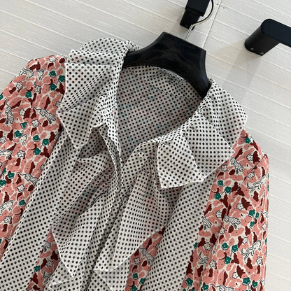 Prada Lace Half-sleeved Dress Pink mix colors Polyester