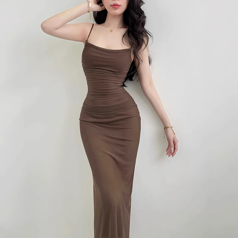 New Fashion Starry Sky Blue Spaghetti Strap Dress Elegant Banquet Dress TP2881