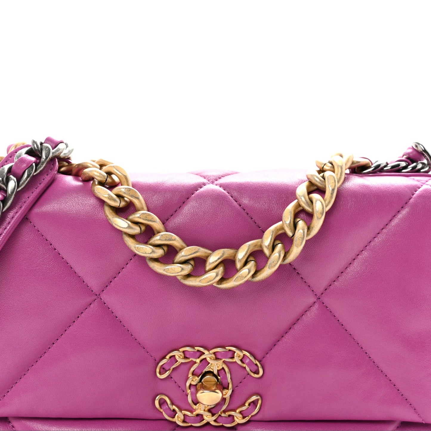 Lambskin Quilted Medium Chanel 19 Flap Purple
