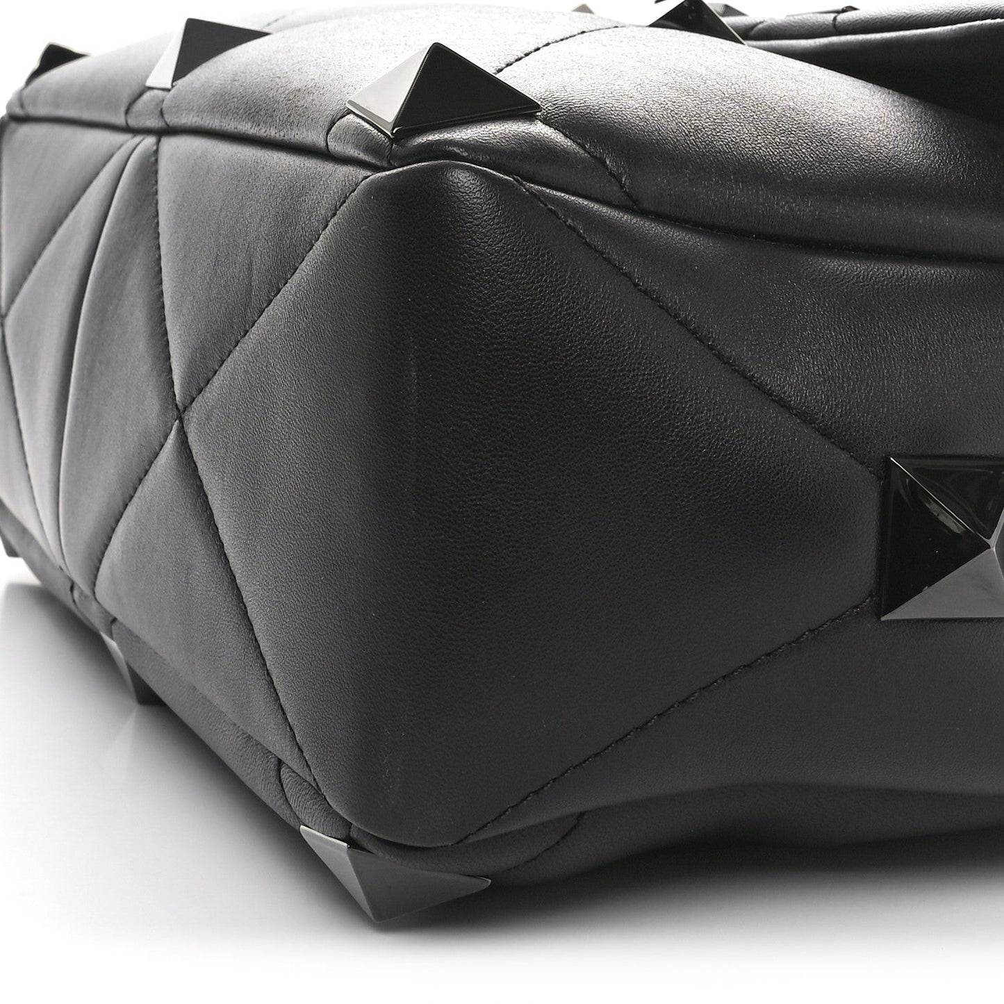 Nappa Monochrome Large Roman Stud Shoulder Bag Black