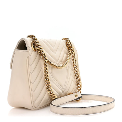 Calfskin Matelasse Small GG Marmont Shoulder Bag White